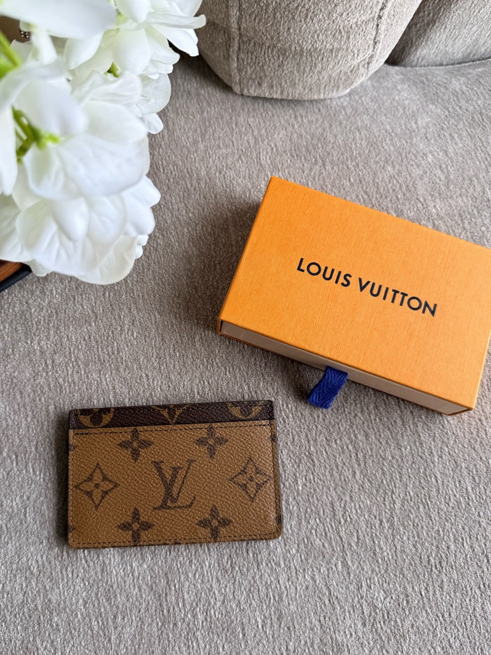 Louis Vuitton Brown Reverse Monogram Card Holder Authentic
